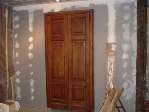 White oak storage room doors   